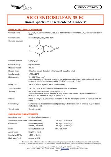 SICO ENDOSULFAN 35 EC Broad Spectrum ... - SAP International