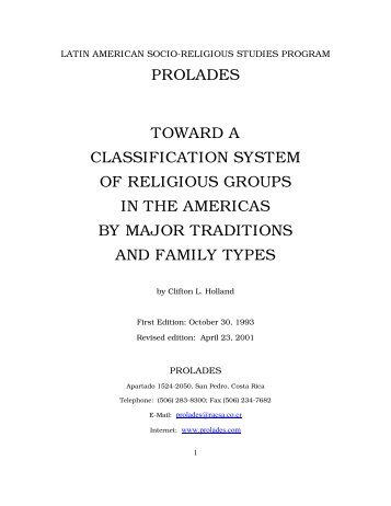 prolades toward a classification system of religious groups