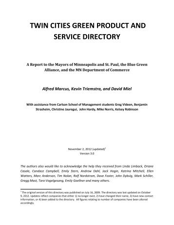 twin cities green product and service directory - City of Minneapolis