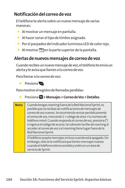 Guía para usuarios del teléfono - Sprint Support