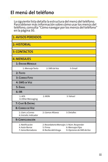 Guía para usuarios del teléfono - Sprint Support