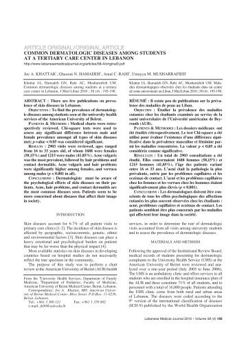 Common dermatologic diseases among students at a tertiary
