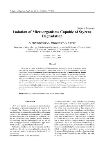 Isolation of Microorganisms Capable of Styrene Degradation