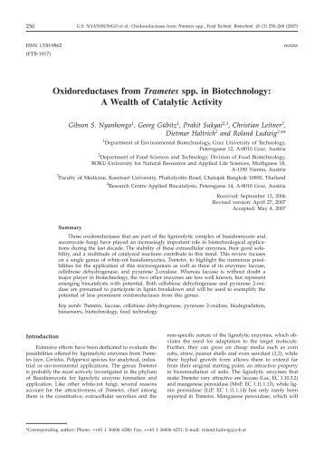 Oxidoreductases from Trametes spp. in Biotechnology - Food ...