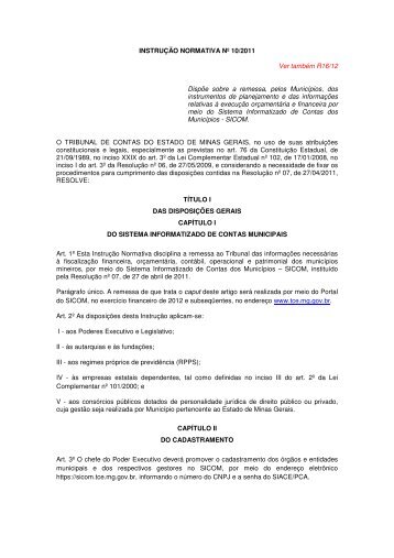 10/2011 - Tribunal de Contas do Estado de Minas Gerais