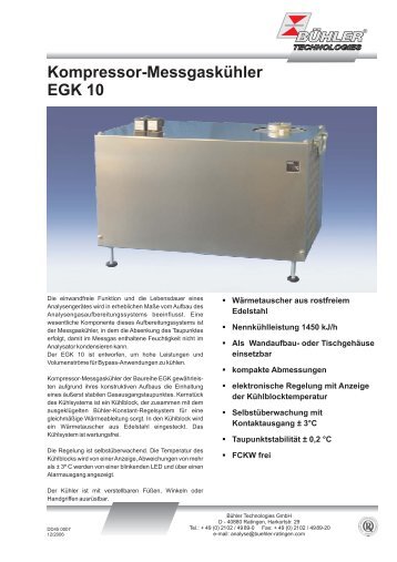 Kompressor-Messgaskühler EGK 10 - SICOM