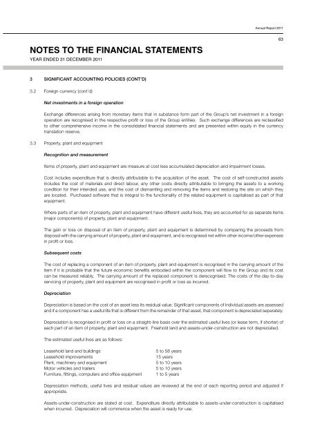 notes to the financial statements - Investor Relations