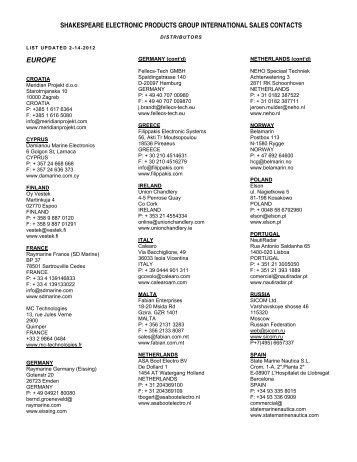 shakespeare electronic products group international sales contacts