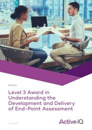 Active IQ Level 3 Award in Understanding the Development and Delivery of End-point Assessment (sample manual)