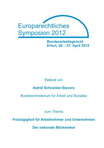 Astrid Schneider-Sievers Der nationale Blickwinkel Freizügigkeit für ...