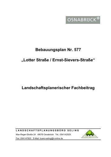 Bebauungsplan Nr. 577 „Lotter Straße / Ernst-Sievers-Straße ...