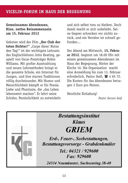 Wir beraten Sie gerne! - Ev.- luth. Vicelin - Kirchengemeinde ...