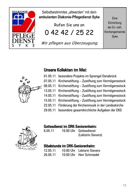 Danke … für das freiwillige Kirchgeld 2010! - Syke