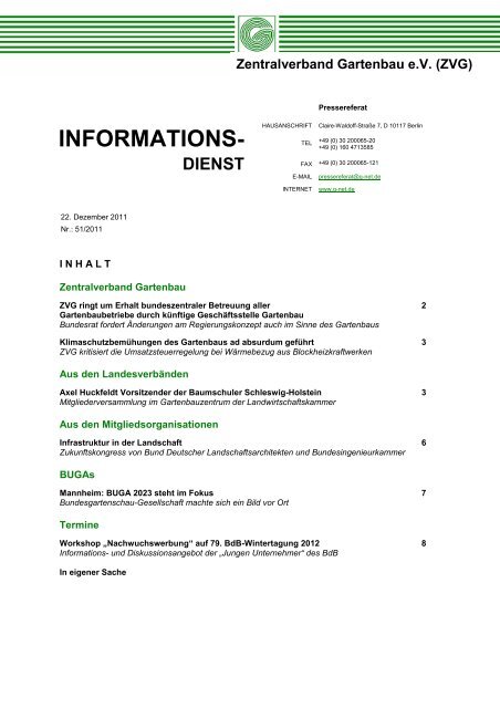 informations- dienst - Zentralverband Gartenbau eV