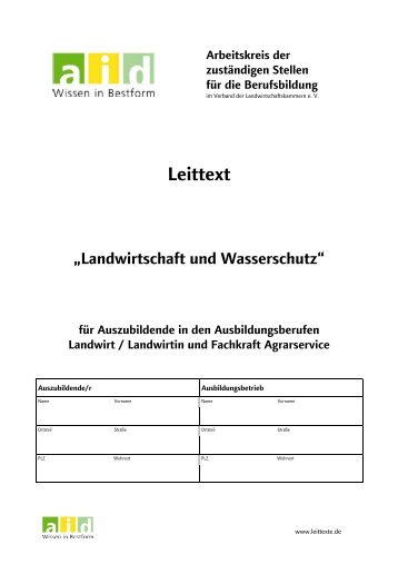 aid-Leittext: Landwirtschaft und Wasserschutz