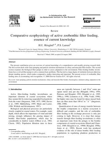 Comparative ecophysiology of active zoobenthic filter feeding ...