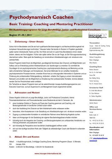 Psychodynamisch Coachen Basic Training - erlinghagen consulting ...