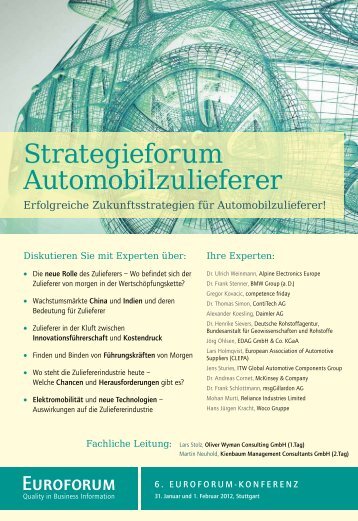 Strategieforum Automobilzulieferer - Euroforum