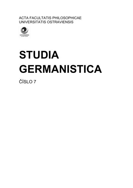 STUDIA GERMANISTICA - Sven Staffeldt