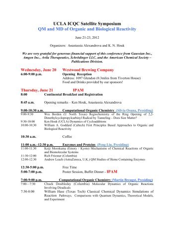 UCLA ICQC Satellite Symposium QM and MD of Organic and ...
