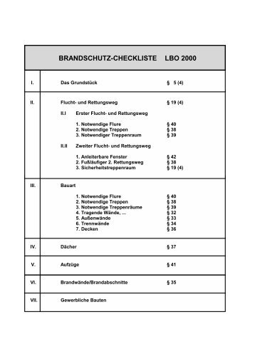 BRANDSCHUTZ-CHECKLISTE LBO 2000