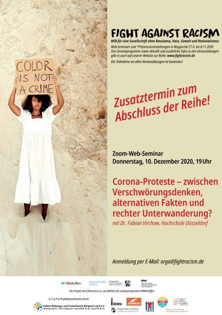 Zusatztermin: Corona-Proteste – zwischen Verschwörungsdenken, alternativen Fakten und rechter Unterwanderung?