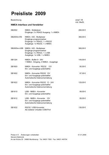 Preisliste 2009 - Sievers Elektronik