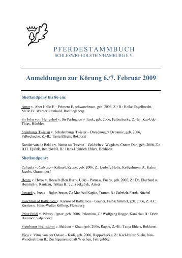 Welsh C - Pferdestammbuch Schleswig-Holstein/Hamburg eV