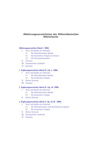 Abkürzungsverzeichnisse des Althochdeutschen Wörterbuchs