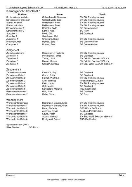 Protokoll der Veranstaltung - Schwimmverein Blau-Weiß ...