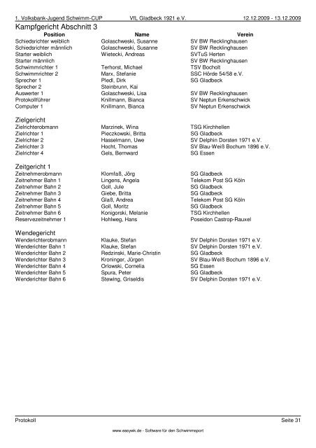 Protokoll der Veranstaltung - Schwimmverein Blau-Weiß ...