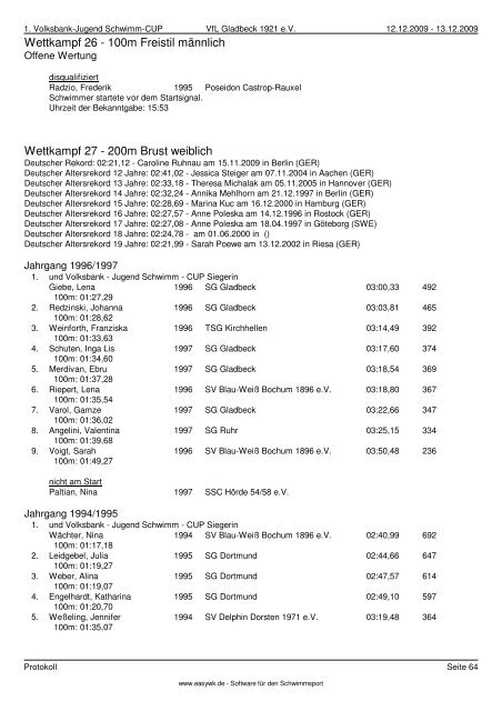 Protokoll der Veranstaltung - Schwimmverein Blau-Weiß ...