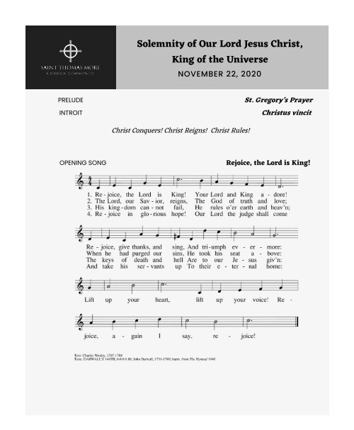 Solemnity of Our Lord Jesus Christ, King of the Universe