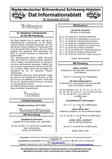 Dat Informationsblatt - Niederdeutscher Bühnenbund Schleswig ...