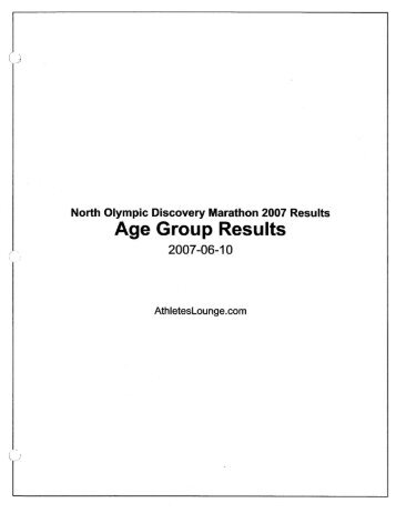 Age Group Results - North Olympic Discovery Marathon