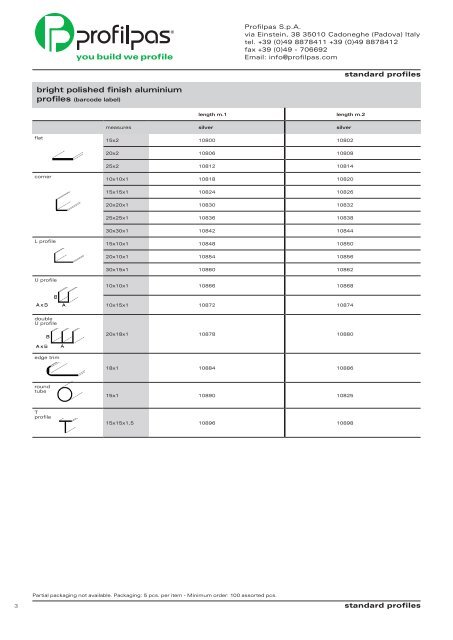 standard profiles - Profilpas