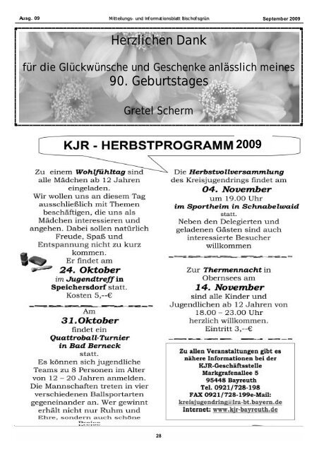 Ab Dienstag, 10. November 2009 - Gemeinde Bischofsgrün