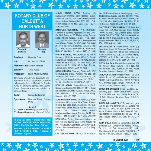 ROTARY CLUB OF CALCUTTA NORTH WEST ri district 3291