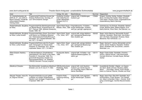 Einen Katalog unseres Programmhefte - Angebotes können Sie sich