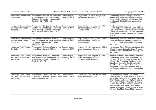 Einen Katalog unseres Programmhefte - Angebotes können Sie sich