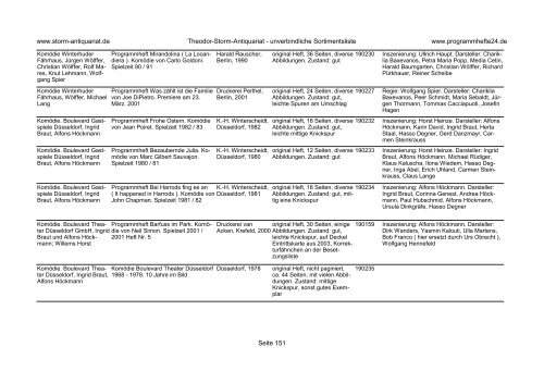 Einen Katalog unseres Programmhefte - Angebotes können Sie sich