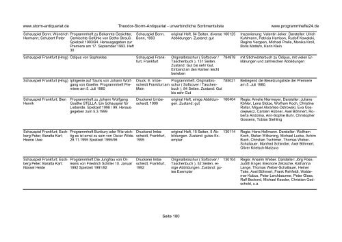 Einen Katalog unseres Programmhefte - Angebotes können Sie sich