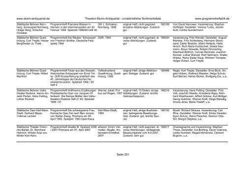 Einen Katalog unseres Programmhefte - Angebotes können Sie sich