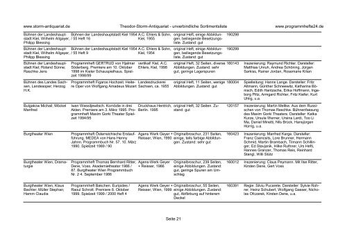 Einen Katalog unseres Programmhefte - Angebotes können Sie sich