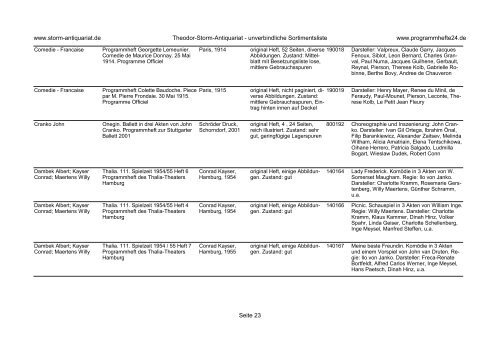 Einen Katalog unseres Programmhefte - Angebotes können Sie sich