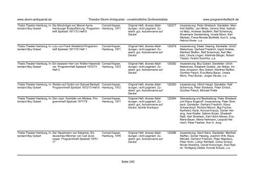 Einen Katalog unseres Programmhefte - Angebotes können Sie sich