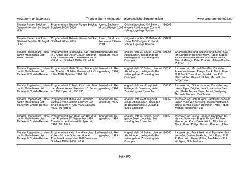 Einen Katalog unseres Programmhefte - Angebotes können Sie sich