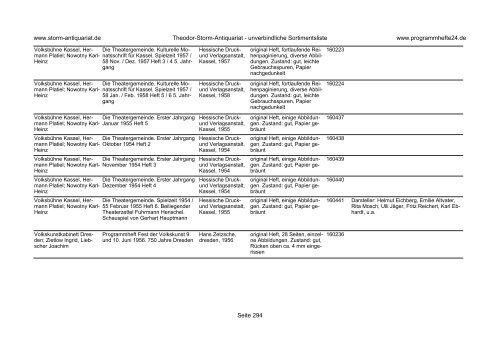 Einen Katalog unseres Programmhefte - Angebotes können Sie sich