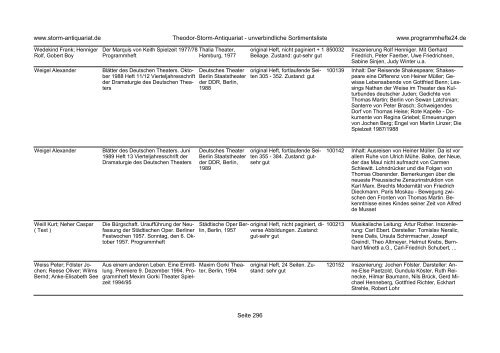 Einen Katalog unseres Programmhefte - Angebotes können Sie sich