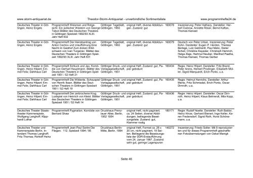 Einen Katalog unseres Programmhefte - Angebotes können Sie sich